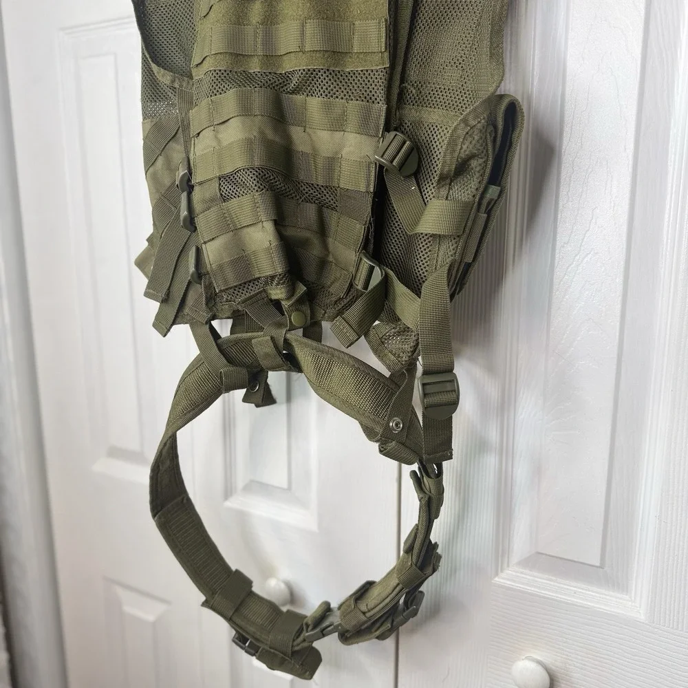 VISM NcSTAR Cross Draw Tactical Vest w/ Holster & Belt OD Green Airsoft Combat